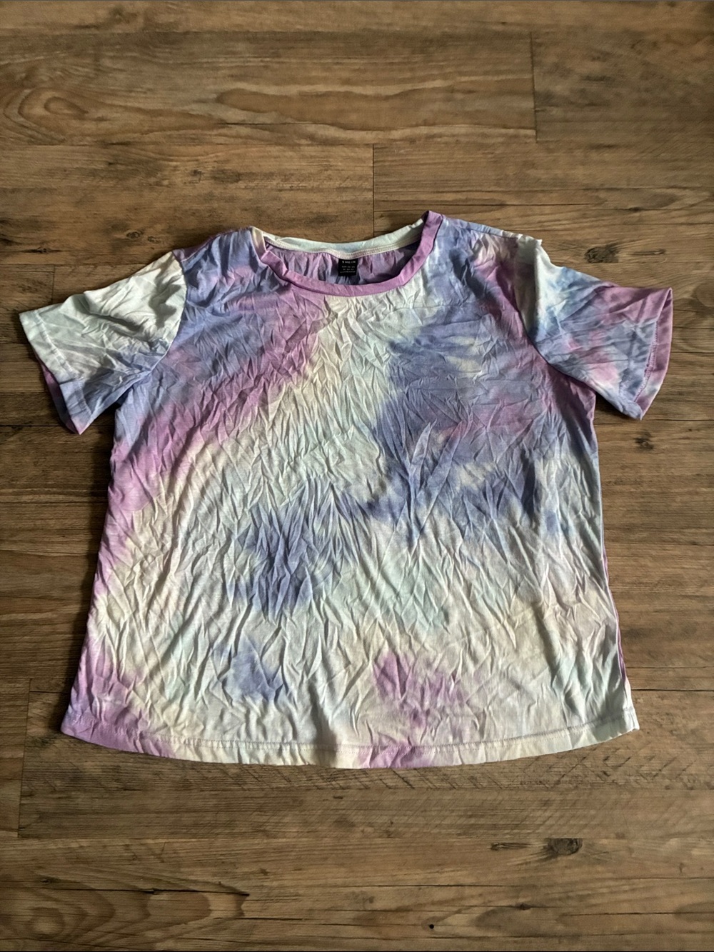 SHEIN Purple Pink Blue Tie-Dye Short Sleeve Tee